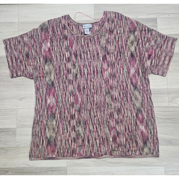 Catherine's Womens Magenta Gold Metallic Shirt 1X - Picture 1 of 5